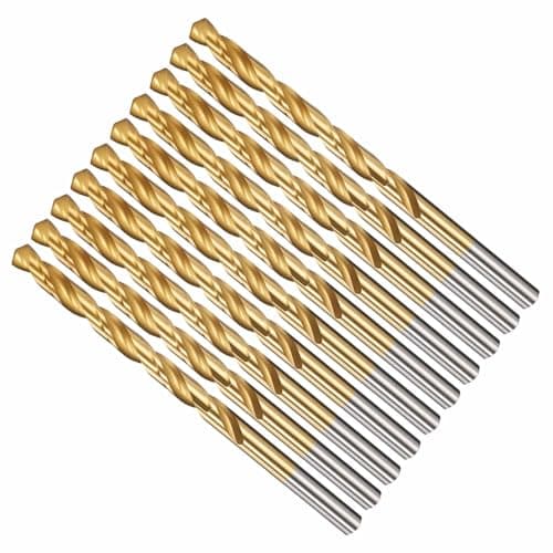 Image of CoCud 6mm Drill Bit, 15/64" Cutting Diameter, 4341 HSS Jobber Bits TiN Coated 135° Cutting Angle - (Applications: for Drilling Soft Metal Plastic Wood), 10-Pieces