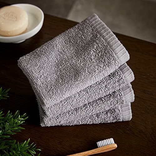Image of Catherine Lansfield Quick Dry Cotton Face Cloth 4 Pack Grey