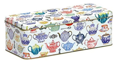 Image of Teapots Design Cream Cracker/Biscuit Tin - Long, Deep Rectangular Kitchen Tin