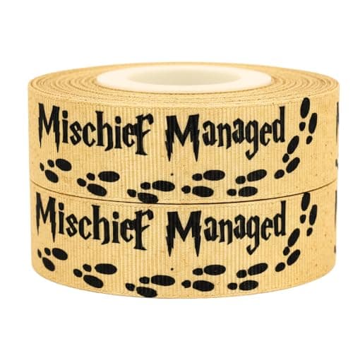 Image of Mischief Managed Map Harry Potter 2m x 22mm Wide for Personalised Birthday Cake Decoration Ribbon & Decorating Ideas for Present Gift Wrap Bows Toppers Wrapping for Box Balloon String Cards Art Craft