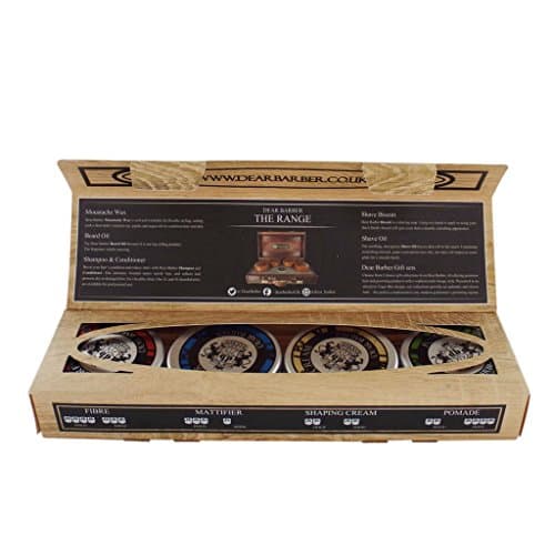 Image of Dear Barber MINI HAIR STYLING COLLECTION GIFT SET – Travel-Sized Hair Styling Kit for Men – Includes Fibre, Mattifier, Shaping Cream & Strong Hold Pomade For Men, 4x 20ml