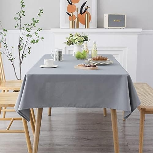 Image of LivinEase Rectangular Tablecloth 140x240cm – 250 GSM Cotton Blend Grey Table cloths for 6 to 8 Seater Table - Linen TableCloth Ideal for Christmas, Parties, Halloween and Every Occasions