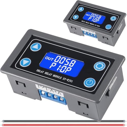 Image of DAOKAI Delay Relay Module DC 6-30V 12V 24V Time Delay Relay Module 0.01s-9999min Digital Timer Cycle Delay Switch LCD Display XY-WJ01 Digital Timer with 26AWG Red and Black Cable, pack of 2