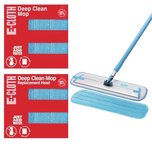 Image of E-Cloth Deep Clean Mop with Extra Replacement Head, Microfibre, Perfect Floor Cleaner for Hardwood, Laminate, Tile and Stone Flooring, Washable and Reusable