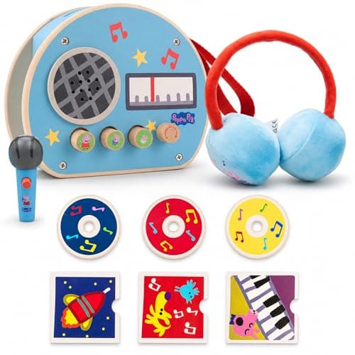 Image of Peppa Pig Mini Music Player Toy Set – 9 Piece Kids Musical Role Play Kit with Radio, Headphones & Microphone, Pretend Play Sound Toy for Toddlers Age 2+, Gift for Boys & Girls