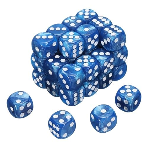 Image of sourcing map 36Pcs 6 Sided Colored Standard Dice, 16mm Acrylic D6 Mini Polyhedral Pearl Pattern Game Dice Set for Table Games, Blue/White Point