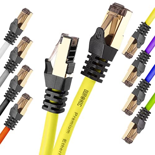 Image of Duronic Ethernet Cable 10M High Speed CAT 8 Patch Network Shielded Lead 2GHz / 2000MHz / 40 Gigabit, CAT8 SFTP Wire, Snagless RJ45 Super-Fast Data - Yellow