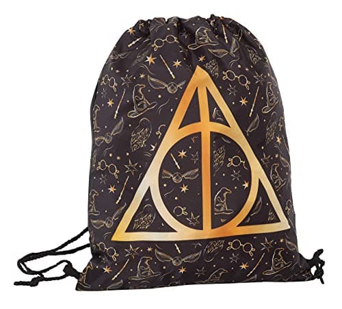 Image of Harry Potter Drawstring Bag Kids Deathly Hallows PE Kit Trainer Gym Bag Swim Bag School Backpack