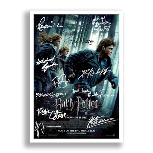 Image of Harry Potter Cast Signed Autograph Poster Photo Print Framed Memorabilia Gift Movie Film Daniel Radcliffe Rupert Grint Emma Watson (Deathly Hallows Part 1, A4 Poster Only)