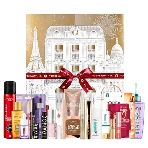 Image of L'Oréal Paris 2025 24-Day Festive Beauty Advent Calendar Gift Set, Iconic Makeup, Skincare & Haircare Favourites, Giftset with Mascara, Lip Gloss, Lipstick, Skin & Hair Essentials, Worth Over £240