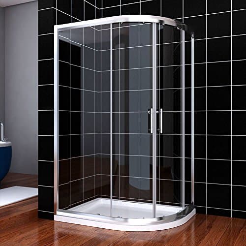 Image of ELEGANT 1000 x 800 mm Offset Quadrant Shower Enclosure 6mm Tempered Sliding Glass Cubicle Door