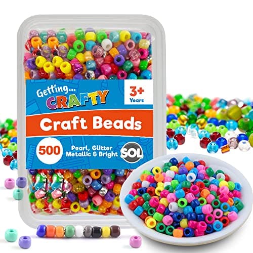 Image of SOL 500pcs Pony Beads for Crafting, Jewellery Making & Hair Braids - Colourful Small Beads for Bracelet Making, Assorted Finishes, Durable, Fadeless, Easy to Match for Crafts, Necklaces & DIY Projects