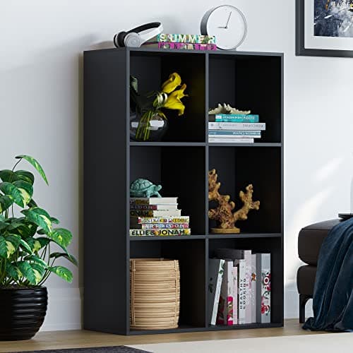Image of Vida Designs Durham Cube Bookcase Storage Organiser Living Room Bookshelf Home Office Furniture (6 Cube, Black)
