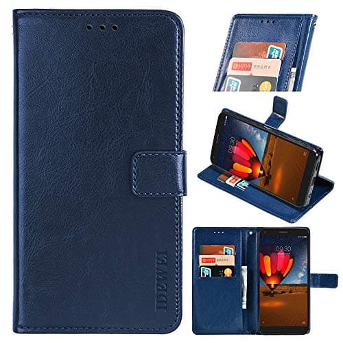 Image of Wiko Power U30 Premium Leather Wallet Case [Card Slots] [Kickstand] [Magnetic Buckle] Flip Folio Cover for Wiko Power U30 Smartphone(Dark blue)