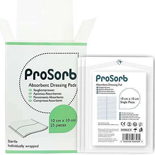 Image of Prosorb Sterile Absorbent Low Adherent Wound Dressing Pads, 10cm x 10cm - Pack of 25