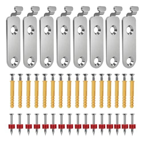 Image of 8 Pack Heavy Duty Picture Hooks – Mirror Hanging Kit with Solid Wall & Plasterboard Screws and Plugs Up to 50KG– Invisible Picture Hangers for Mirrors, Canvas, Frames, and Wall Decor (56pcs)