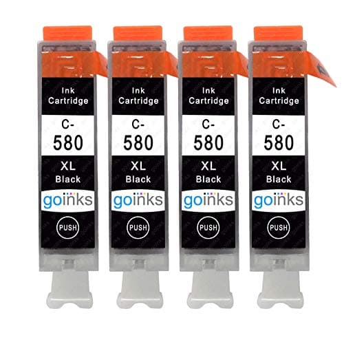 Image of Go Inks Compatible PGI-580XL Ink Cartridge – 4 Pack for Canon PIXMA Printers – 22ml – 580 XL - High Yield – 4x Black