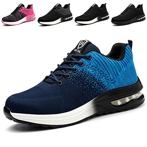 Image of Lightweight Safety Shoes Men Women Steel Toe Trainers Work Shoes Breathable Non Slip Industrial Work Boots Blue 8 UK 42 EU 260