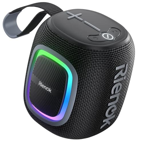 Image of RIENOK Bluetooth Speaker Wireless Portable Waterproof Speaker with Lights FM Radio 15-Hour Playtime Bluetooth 5.3 TF Card USB Playback Mini for Home Garden Party Camping Travel