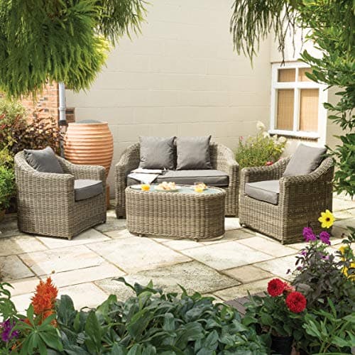 Image of Rowlinson Bunbury 4-Seater Natural Weave Weatherproof Garden Sofa Set