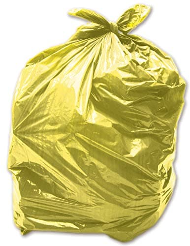 Image of 100 x Yellow 90L Medium-Duty (28 Micron / 112 Gauge) Alina Coloured Refuse Sack / Polythene Dustbin Liner / Plastic Bin Bag / 90 Litre Yellow Garbage Bag (100 Sacks)