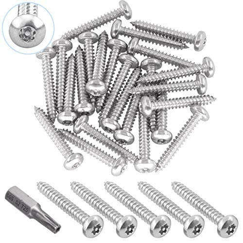 Image of Glarks 51Pcs #10 x 1-1/4'' Button Head Torx Security Stainless Steel Screws Tamper Resistant Sheet Metal Screws with T25 Bit Set (50pcs #10 x 1-1/4'')