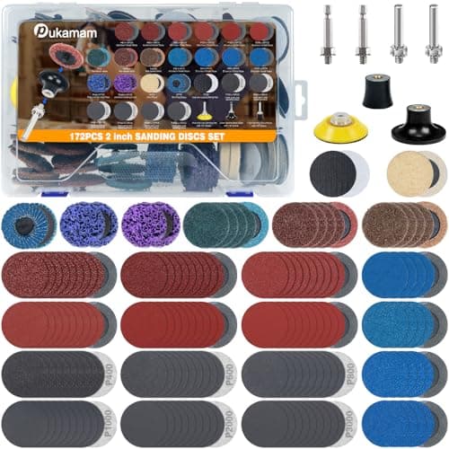 Image of 172 PCS 50mm Quick Change Sanding Discs, Drill Sanding Attachment with 1/4" Roll Lock for Milwaukee Dewalt, Compatible with Both Die Grinders and Power Drills for Surface Sanding Polishing