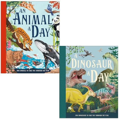 Image of An Animal a Day & A Dinosaur A Day By Miranda Smith 2 Books Collection Set
