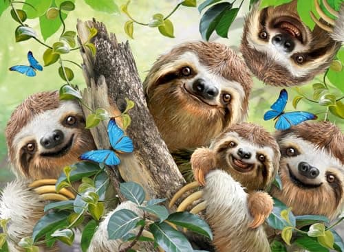 Image of Ravensburger 12000203 - Sloth Selfie - 500 pieces jigsaw puzzle – Puzzle for adults and kids age 12 years up, animal puzzle