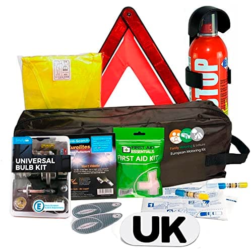 Image of Family Motoring & Leisure Full UK France Travel Kit Stay Legal Hi Vis Triangle Breathalyser French H7
