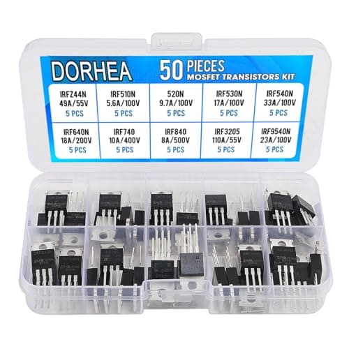 Image of 50 Pcs IRFZ44N IRF510N IRF520 IRF530N IRF540N IRF640N IRF740 IRF840 IRF3205 IRF9540 IRF Series 10 Values N-Channel Power MOSFET Transistors Assortment Kit