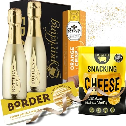 Image of Bottega Gold Prosecco Gift Set - Mini Prosecco Chocolate Hamper Gift Set, Prosecco Gift Set for Women, Birthday Gifts for Women - 2 x Mini Prosecco 20cl Bottles