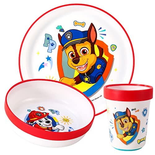 Image of Paw Patrol 3pcs Reusable Bicolor Premium Kids Dinner Tableware Set Plate, Bowl & Tumbler, BPA Free