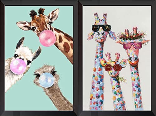 Image of VEGCOO 2 Packs Embroidery Cross Stitch Kits for Adults Beginners, Giraffes & Alpaca Pre Printed Embroidery Cross Stitch Kit 11CT Needlework Kit DIY Artwork for Adults Home Decor or Gifts (30 × 40 cm)