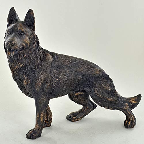 Image of Large German Shepherd Alsatian Dog Standing Painted Bronze Resin Sculpture - Pet Gifts Stand Out Home Decor H18cm