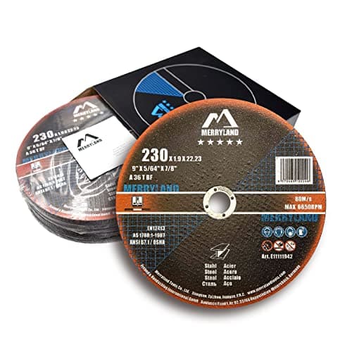 Image of Merryland Cutting Disc 230 Metal for Angle Grinder, 230 X 1.9 X 22.23 mm Cutting Wheel 25 Pieces, Steel Iron 9 inch Type 41, Expert-Line E11111942