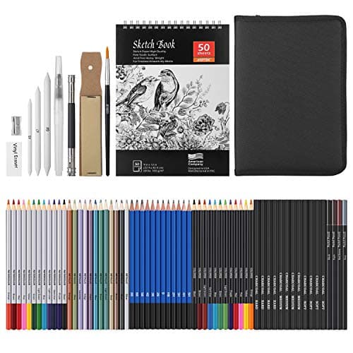 Image of AGPTEK Drawing Pencils Set 76-Piece Art Supplies Kit: Sketch Pencils, Charcoal Pencils, Watercolor Pencils, Metallic Colored Pencils for Kids, Adults, Artists, Beginners