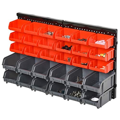 Image of DURHAND 30 Cubbie On-Wall Storage Board Tool Screw Organiser Garage Workshop DIY Container w/Screw Kit Tool Equipment Tidy