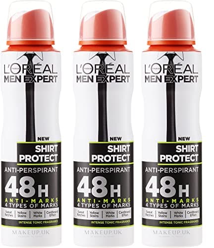 Image of L'Oreal Men Expert Shirt Protect 48h Dry Non Stop Gents Deodorant Body Spray 250 ml 3 Pack