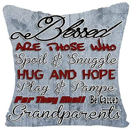 Image of Giftme Blessed Are Those Who Spoil & Snuggle Hug And Hope Play & Pamper For They Shall Be Called Grandparents themed Linen Cushion Cover-Throw Pillow Cover.