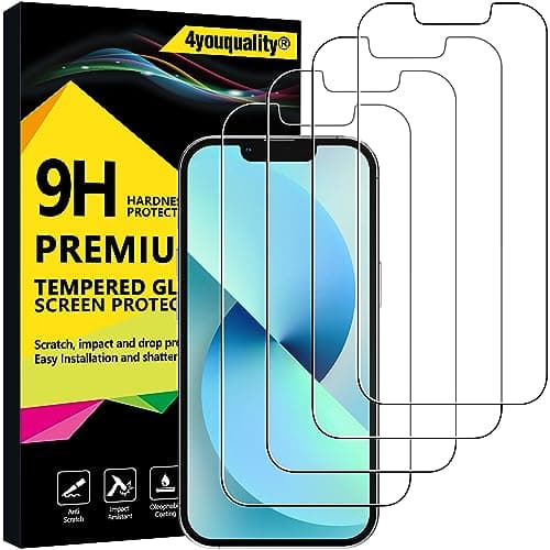 Image of 4youquality [4-Pack Screen Protector for iPhone 13 Mini (5.4-Inch), Tempered Glass Film, [LifetimeSupport][Anti-Shatter][Anti-Scratch][Impact-Protection]