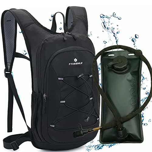 Image of TTIAISHLE Hydration Pack Backpack with 2L BPA Free Water Bladder for Cycling Running Hiking Climbing Camping Racing skiing (Black+Green)