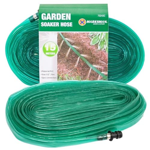 Image of BARGAINS-GALORE 15m Garden Soaker Hose Pipe - Irrigation Sprinkler System, Bed & Plant Rows | Ideal For Young Seedlings, Lawn, Flowers, Grass, Hedges, All Plants & Vegetables