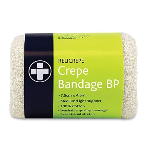 Image of Reliance Medical White BP Grade Cotton Relicrepe Crepe Bandage Soft, Comfortable, Medium/Light Support And Non-Sterile Bandage Designed For Sprains, Strains, And Minor Aches (7.5cm x 4.5m, Pack of 10)