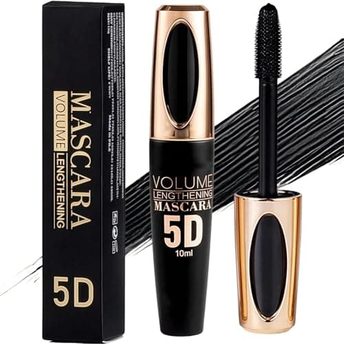 Image of 5D Silk Fiber Eyelash Black Mascara, Volume & Length Waterproof Mascara, Extra Long Thick False Lash Effect Mascaras, All-Day Wear for Luxurious 4D Lashes, Long-Lasting & No Smudge Mascaras