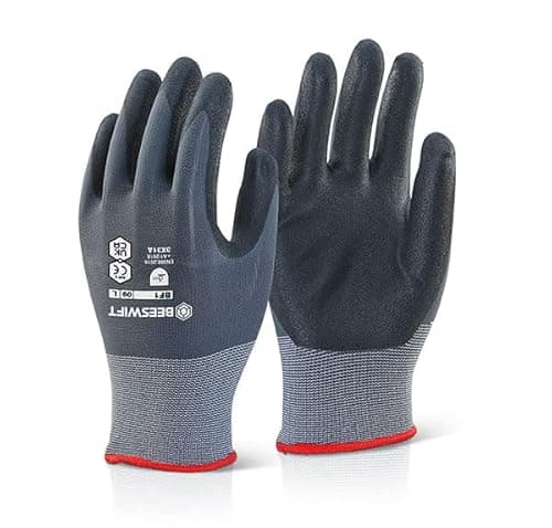 Image of Beeswift NITRILE PU MIX COATED GLOVES BLACK/GREY XXL