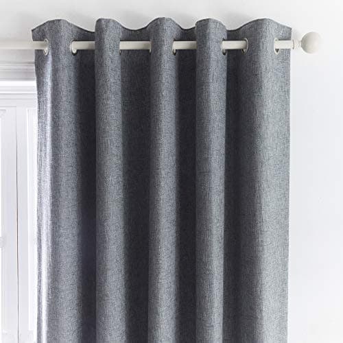 Image of Appletree Loft - Boucle - Jacquard Pair of Eyelet Curtains - 90" Width x 90" Drop (229 x 229cm) in Charcoal