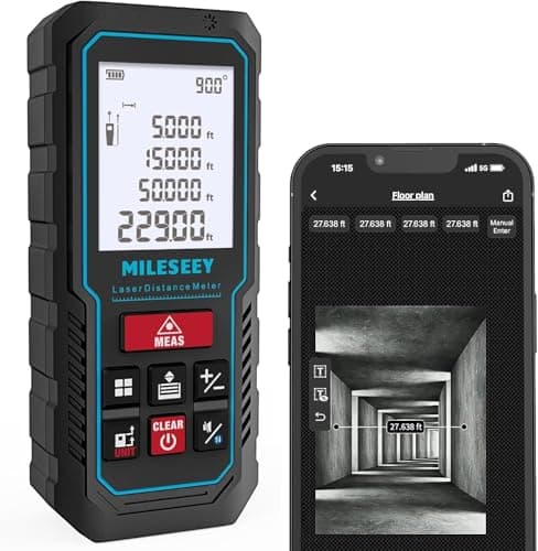 Image of 70M Laser Measure Device with Phone App, MiLESEEY Laser Meter with Electronic Tilt Sensor, ±2mm Accuracy, Pythagoras, Area and Volume, 2"LCD Backlit,Mute, Battery Included