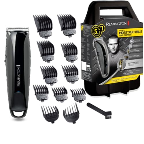 Image of Remington HC5880 Professional Indestructible Hair Clipper (Impact-Resistant Polycarbonate Housing, 7.4 V Hairdresser Motor, 11 Attachment Combs, Mains/Battery Operated, Storage Case, Lithium) Hair
