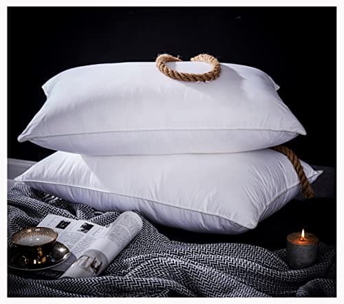 Image of 2pk Pair Goose Down Feather Pillow Continental TC600 Hypoallergenic White Cushions Square Insert Luxury Deluxe Best Hotel Quality Super Soft Warm and Cosy Anti Allergy Self-fabric (Goose Pillows 2pk)